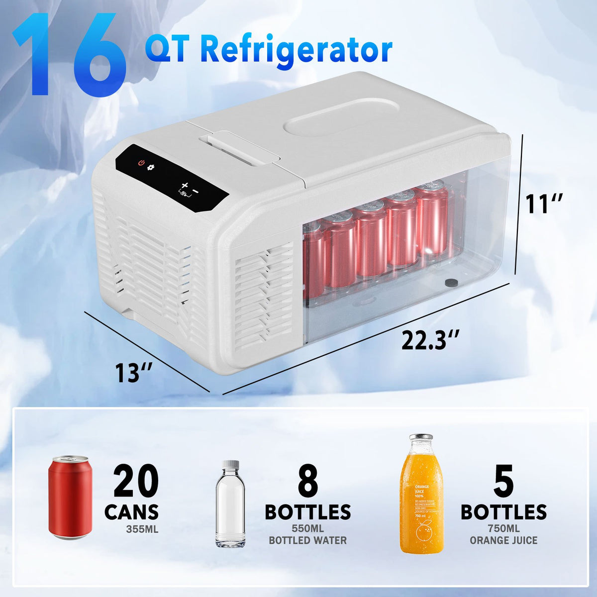BACKID 16\u002F22\u002F32\u002F42 Quart Portable Car Fridge, 12 Volt Refrigerator Freezer, -4℉ to 68℉, Electric Cooler with 12\u002F24V DC & 110-240V AC for Truck, RV, Van, SUV, Camper, Travel, Camping & Boat