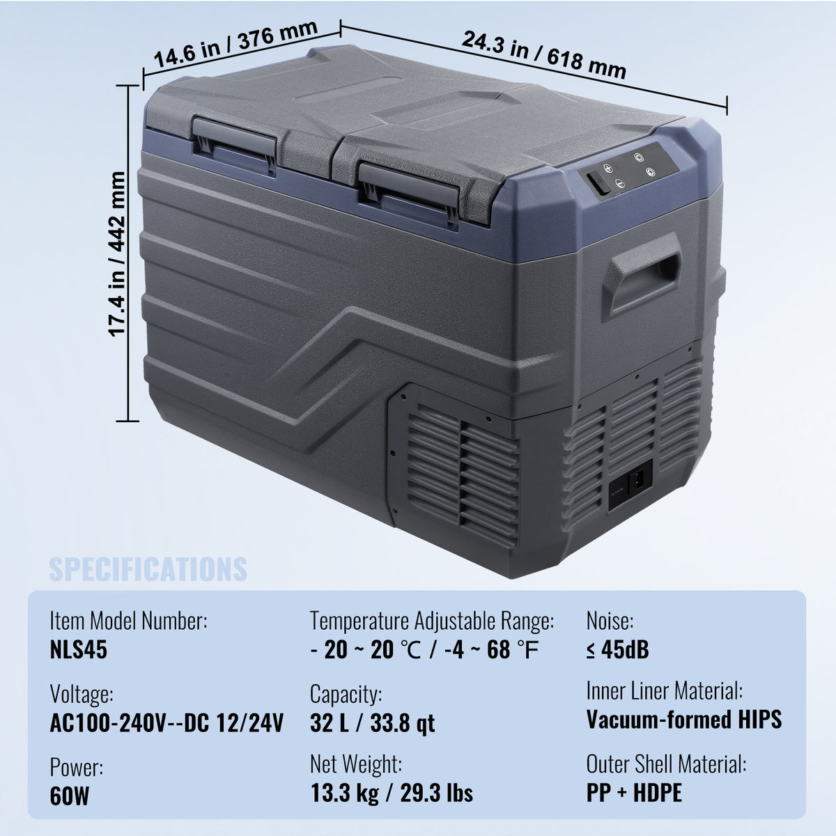 VEVOR Portable Car Refrigerator Freezer Compressor 25\u002F32\u002F40 L Dual Zone for Car Home