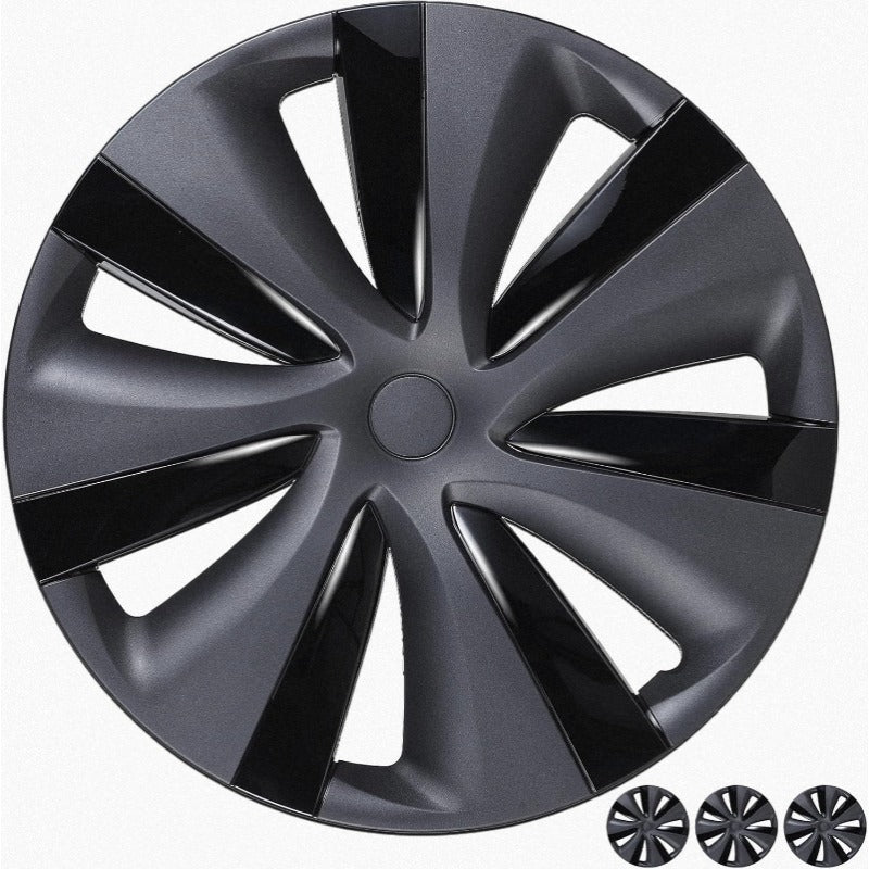 19 Inch Wheel Covers for Model Y 20212024 4 Pcs Matte Black Wheel Cover HubCaps Compatible with Model Y 20012004 Matte Black ABS Hubcaps Cyclone Turbine Style