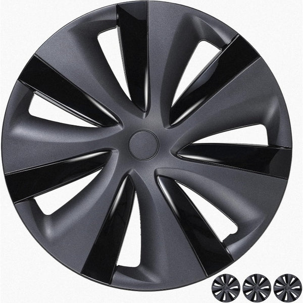 19 Inch Wheel Covers for Model Y 20212024 4 Pcs Matte Black Wheel Cover HubCaps Compatible with Model Y 20012004 Matte Black ABS Hubcaps Cyclone Turbine Style
