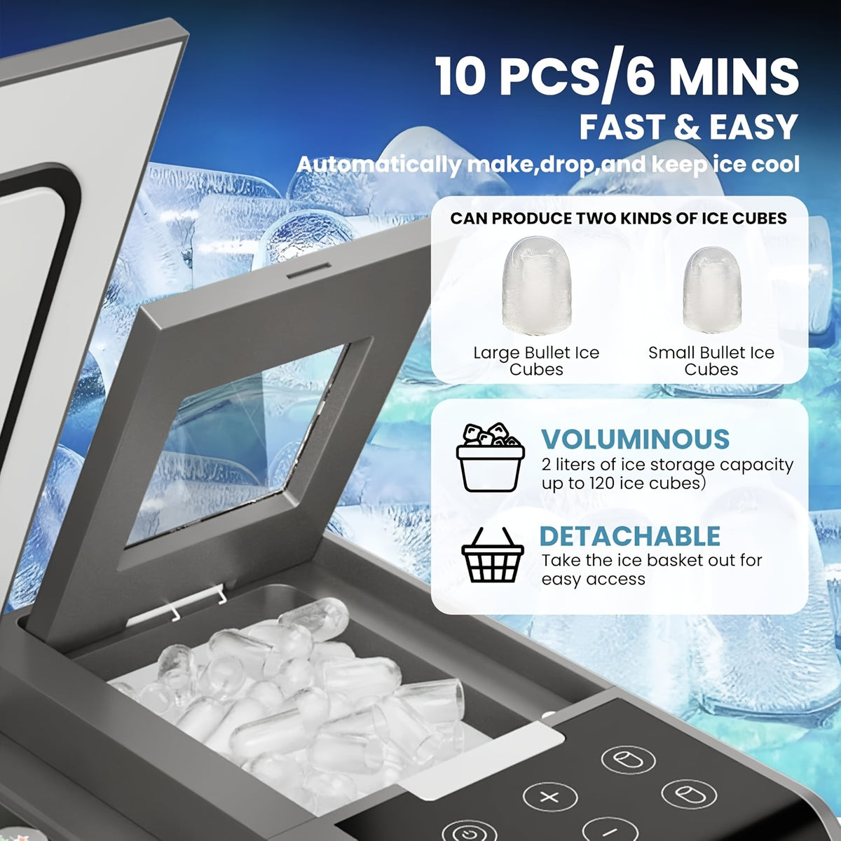 Portable Car Refrigerator 1pc Portable Car Refrigerator with Ice Maker | 40QT Dual Zone Compressor Cooler & Freezer, 12V\u002F24V DC & 110V\u002F240V AC Dual Power, Heavy-Duty Construction | for Camping, Travel, Home, RV, Truck, Road Trips, Tailgating, Bo