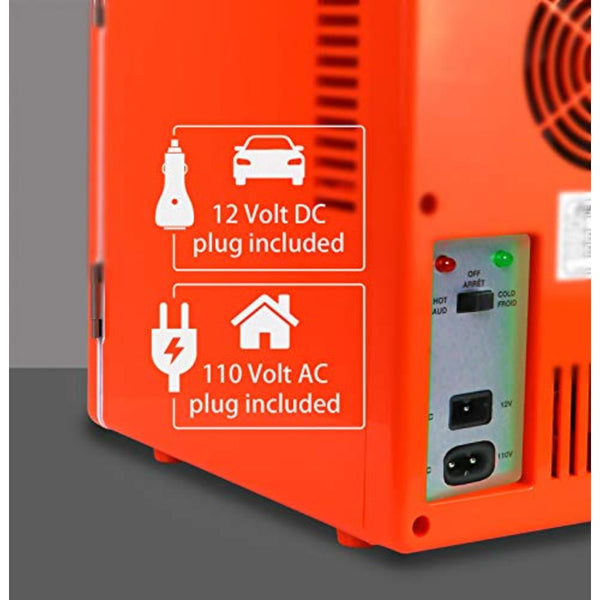 Fanta Mini Fridge Refrigerator for Bedroom Office Portable Table Top Beverage Cooler 12V 110V Refrigerador For Drinks Soda Wines Use In Car Dorm Outdoor Patio 6 Can