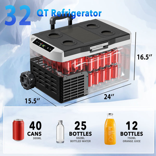 BACKID 16\u002F22\u002F32\u002F42 Quart Portable Car Fridge, 12 Volt Refrigerator Freezer, -4℉ to 68℉, Electric Cooler with 12\u002F24V DC & 110-240V AC for Truck, RV, Van, SUV, Camper, Travel, Camping & Boat