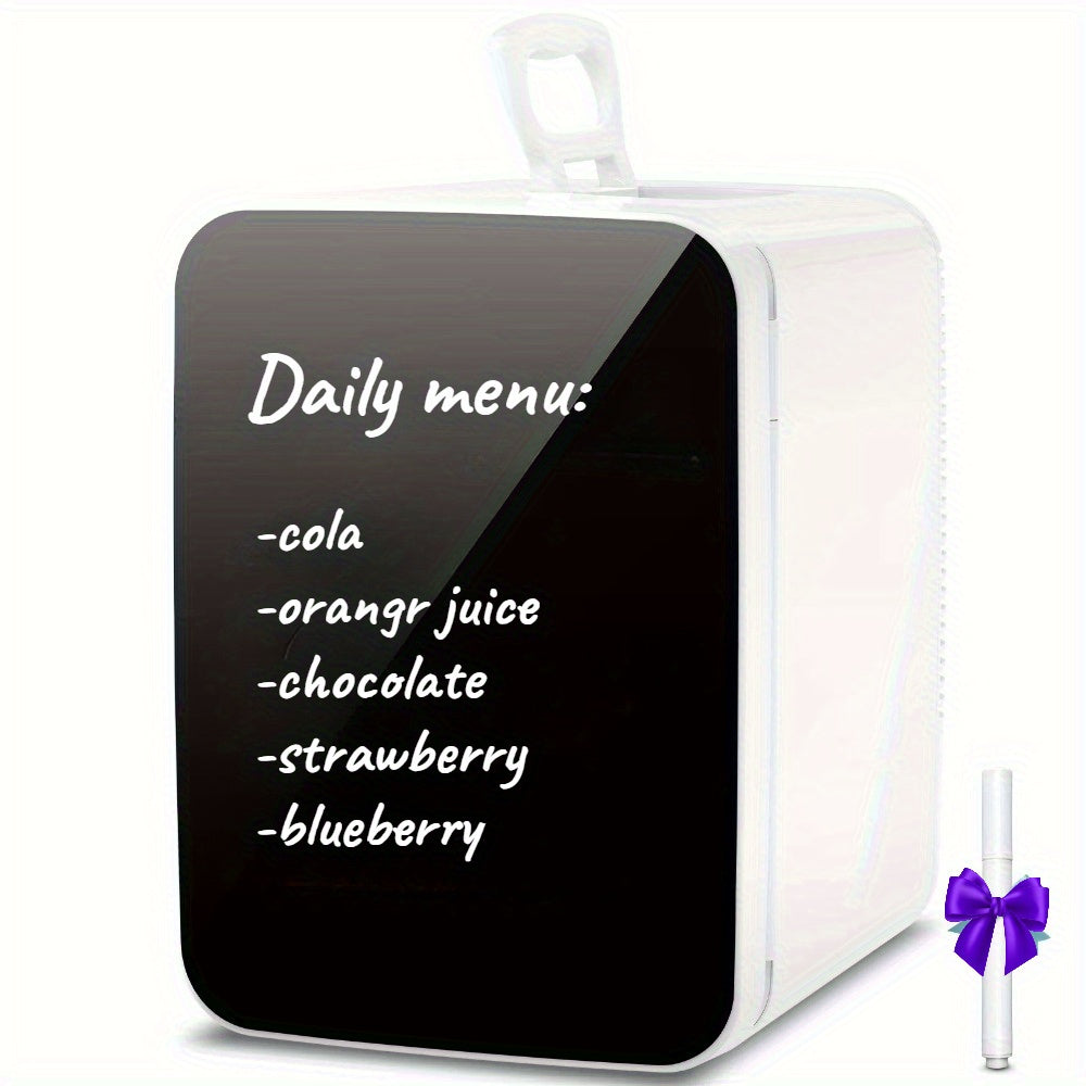 KNDKO 10L Mini Fridge\u002F3.1 Cu. Ft. Fridge With 2 Doors, Portable Mini Fridge With Blackboard Door, Cooler Mini Fridge For Bedroom, Car, Office, Dorm And Skincare, AC\u002FDC Car Plug-Compatible - Black, White.