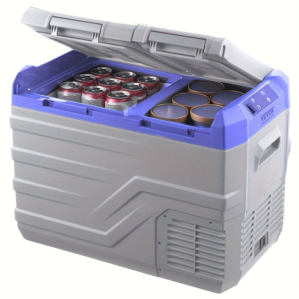 Wheelerless Car Refrigerator 9.25gal Double Door Dual Zone Dual Temperature Control No Pull Trolley NLS35 No American Plug 110V