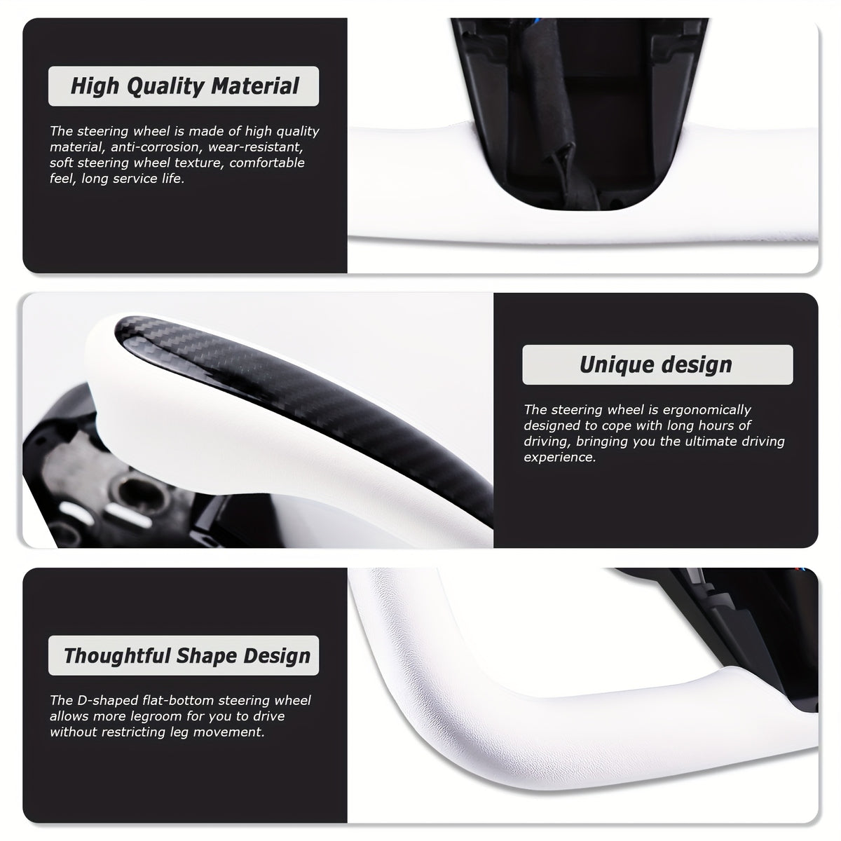 Yoke Steering Wheel For Tesla Model Y&3 2017-2023 W\u002FHeating Square Carbon Fiber