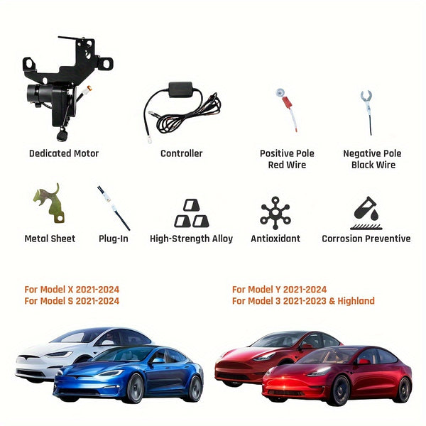 Frunk Electric Suction Soft Closing for Tesla for Model Y Model 3 Model S Model X 2021-2024 Front Trunk Cover Automatic Lock Closer, Power Front Hood Cargo Lid Auto Close Locker Motor for Model Y Model 3 Model S Model X for Tesla Accessories