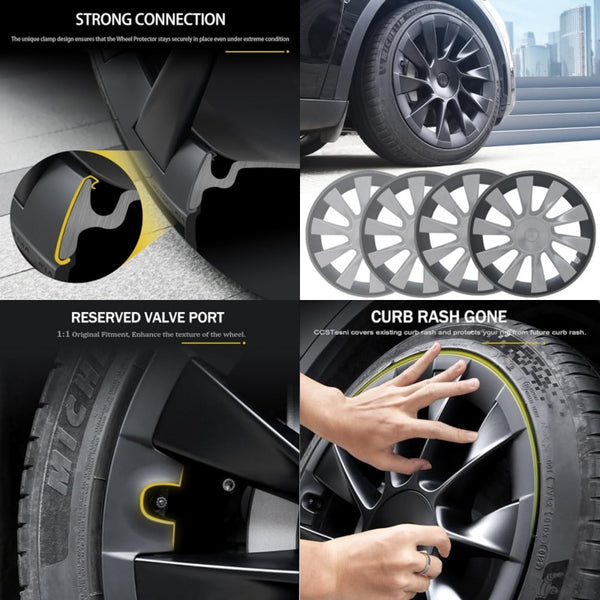 20 Inch Wheel Rim Protector for Tesla Model YCover Curb Rash Wheel Rim Scratch ABS Rim Guard Covers to Protect Tesla Model Y Exterior Accessories