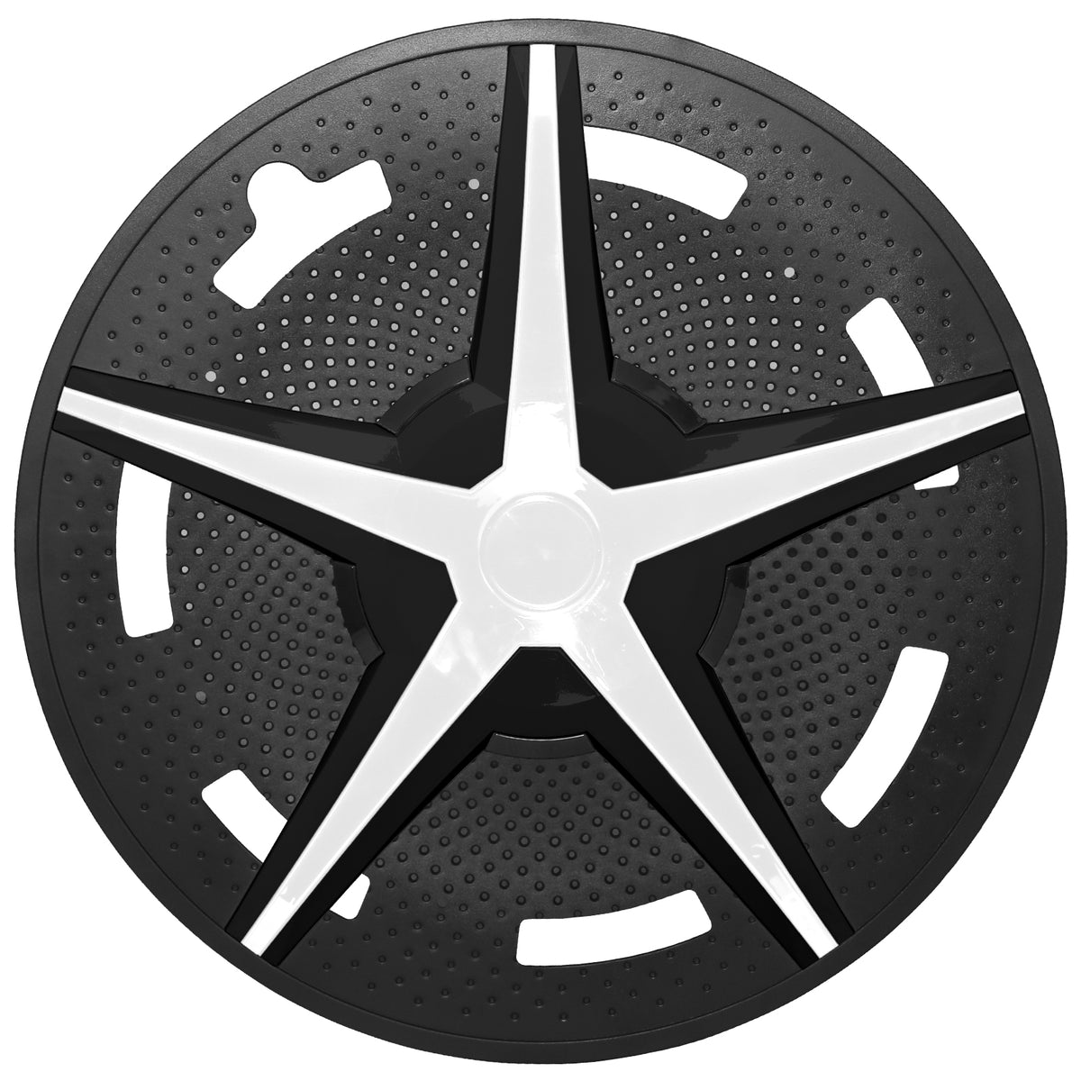 19 Inch Black & White Single Star Hubcaps for Tesla Model Y 2019–2024 – Stylish Wheel Covers for Gemini Rims (Set of 4)
