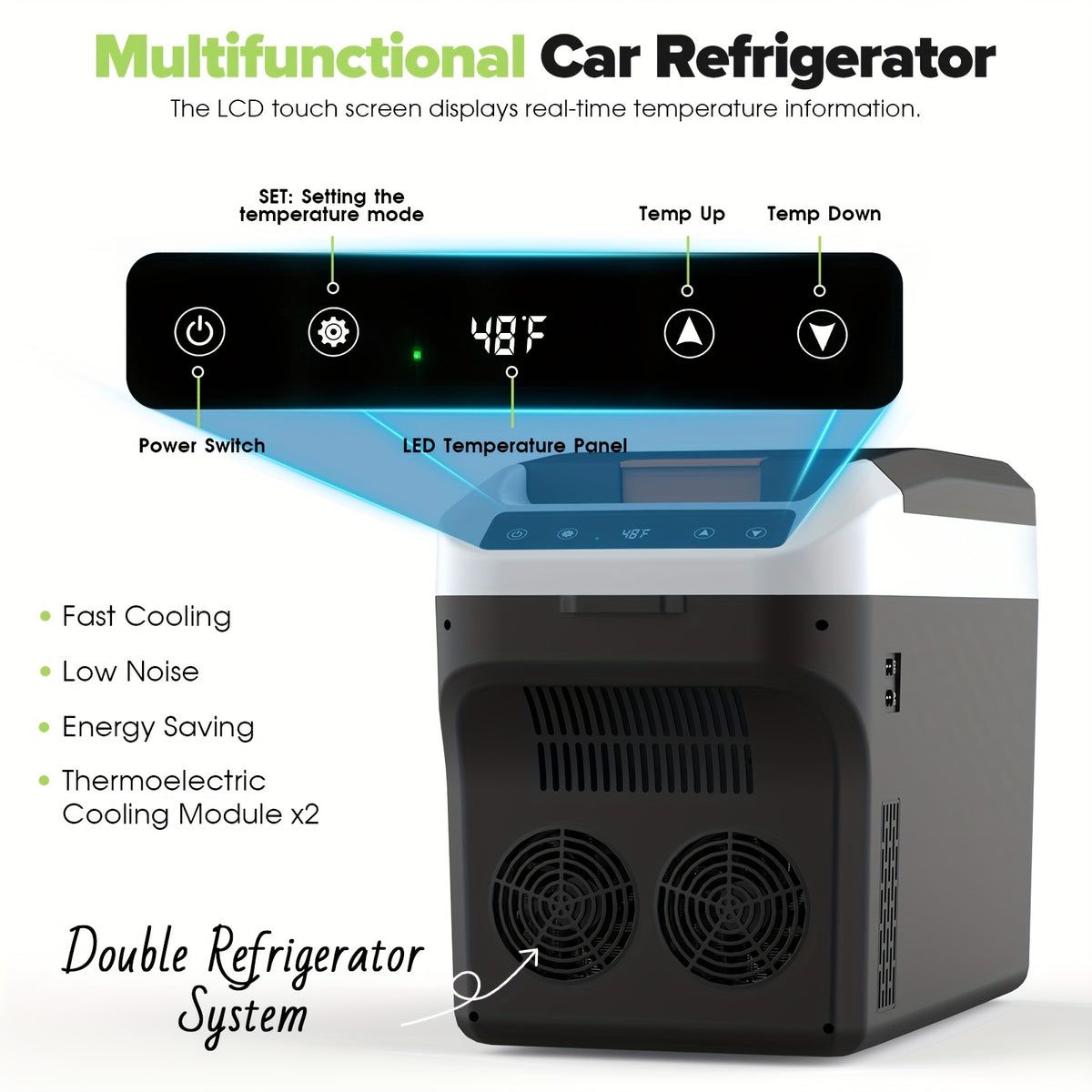 ADVWIN 12V Car Refrigerator Cooler\u002FWarmer 23 Quart(5.75gal) Portable Electric Car Cooler With 12\u002F24 Volt DC &120V AC, Plug In Thermoelectric Fridge For Camping, RV, Fishing