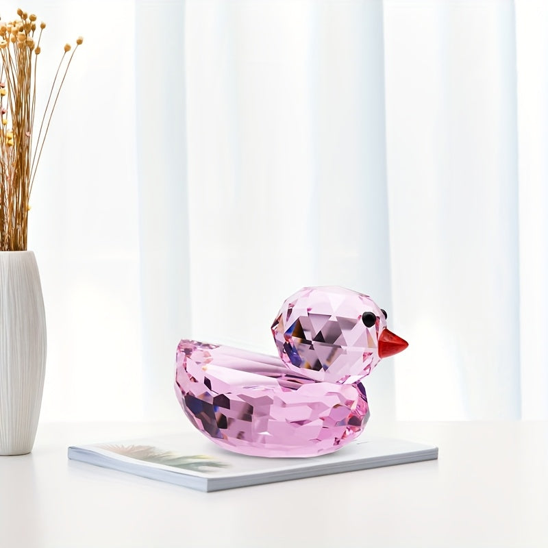 Sparkling Duck Decoration Sparkling Cute K9 Crystal Yellow Duck Decoration | Cartoon Duck Figurine for Car & Desk Decor, Indoor\u002FOutdoor, No Electricity Needed