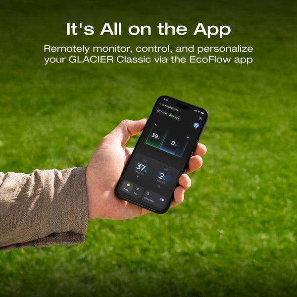 ECOFLOW GLACIER Classic 9.25gal Portable Fridge Freezer (Separate Shipment), 43H Cooling Car Refrigerator, Battery Powered with App Control, 6 Charging Options, Fast&Quiet Electric Cooler for Camping, RV(with Extra Battery SKU Optional)