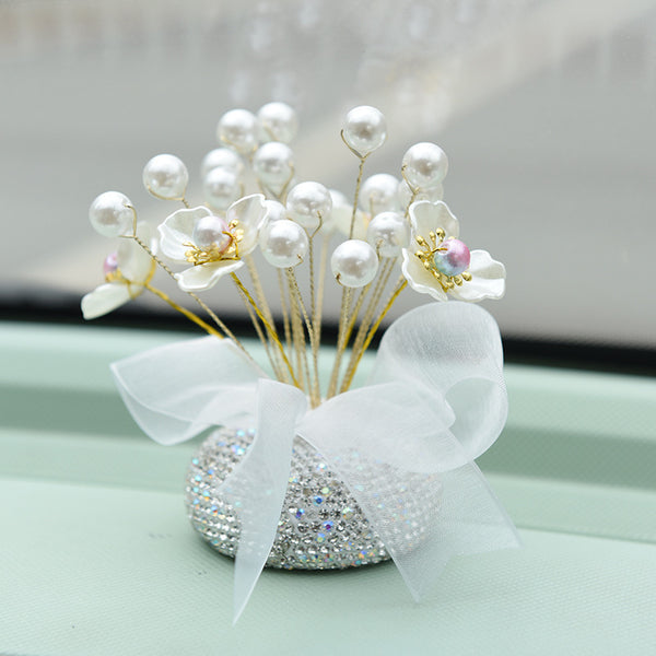 New Creative DIY Imitation Pearl Flower Fragrance Starry Sky Decoration High-End Car Decoration Car Interior Decoration Car