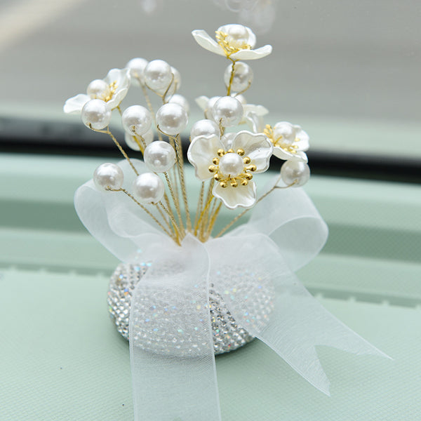 New Creative DIY Imitation Pearl Flower Fragrance Starry Sky Decoration High-End Car Decoration Car Interior Decoration Car