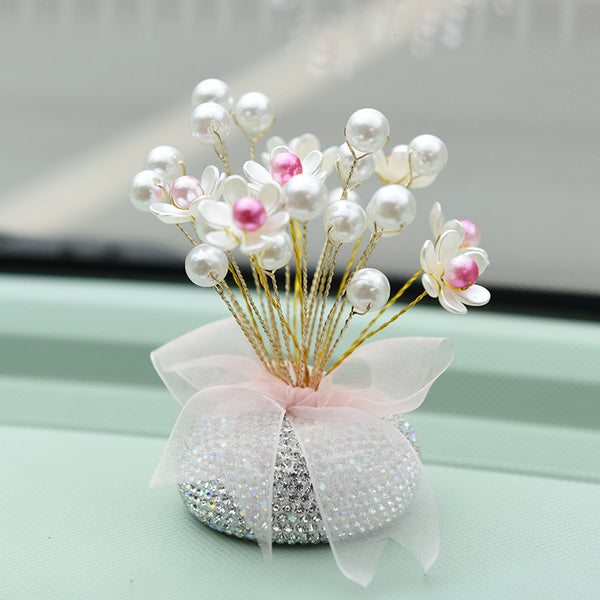 New Creative DIY Imitation Pearl Flower Fragrance Starry Sky Decoration High-End Car Decoration Car Interior Decoration Car