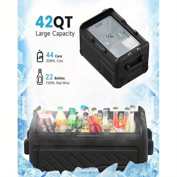 Car Refrigerator, 40Liter (42qt) RV Refrige with 12\u002F 24V DC & 110-240V AC, Portable Freezer Electric Compressor Cooler For Car, RV, Camping, Travel, Fishing, Outdoor or Home Use