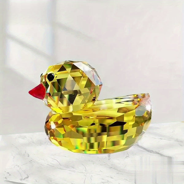 Sparkling Duck Decoration Sparkling Cute K9 Crystal Yellow Duck Decoration | Cartoon Duck Figurine for Car & Desk Decor, Indoor\u002FOutdoor, No Electricity Needed