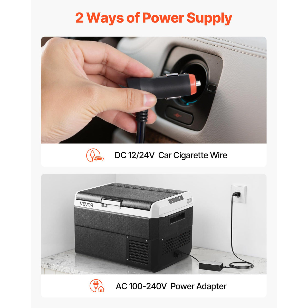 VEVOR 12 Volt Car Refrigerator Portable Freezer 31.7QT Electric Cooler for Camping 25L\u002F30L\u002F40L\u002F50L