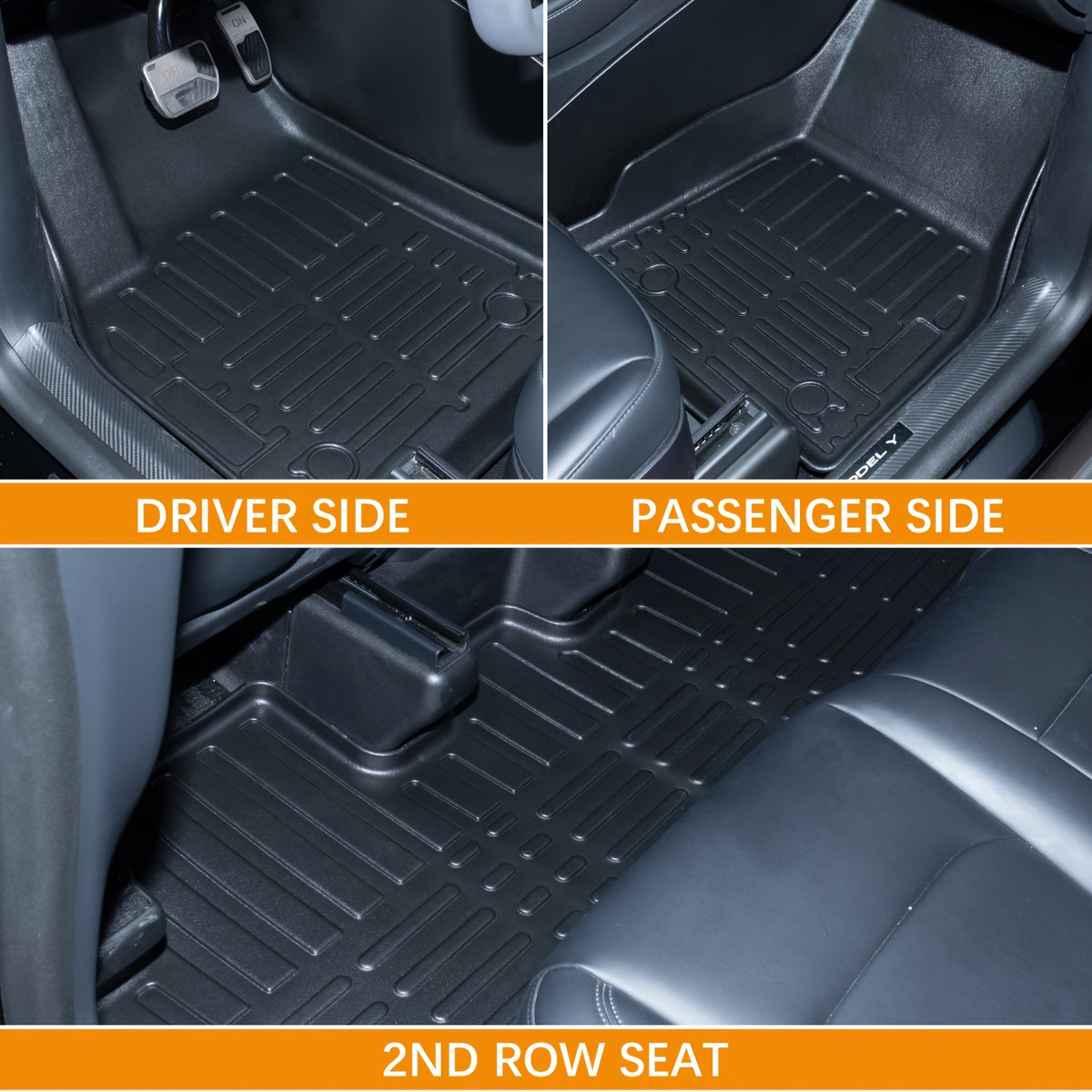 5D Car Mat (6pcs Set), Material: TPE, Including: Floor Mats+front Compartment+rear Compartment+trunk Mat, Model: for Tesla Model 3 2021-2024