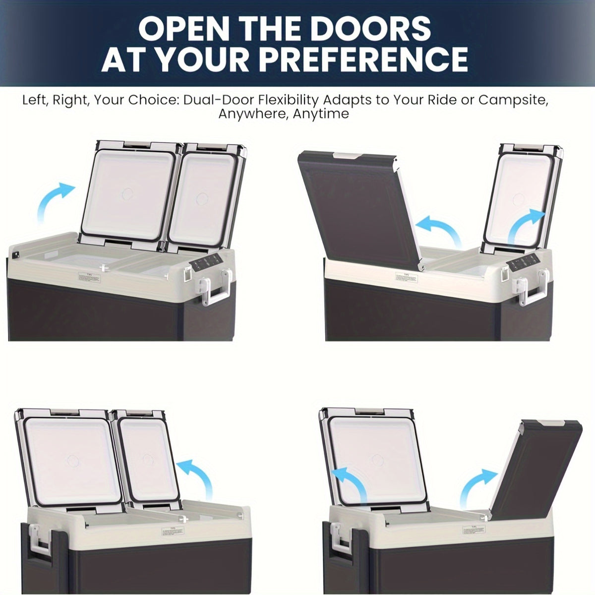 51 QT (48L) Portable Car Electric Cooler, 12V Refrigerator Fridge Freezer For Car, Dual Zone, -4F-68F, Wheels, AC\u002FDC Charger For Camping, Picnic, Travel, Road Trip, Black