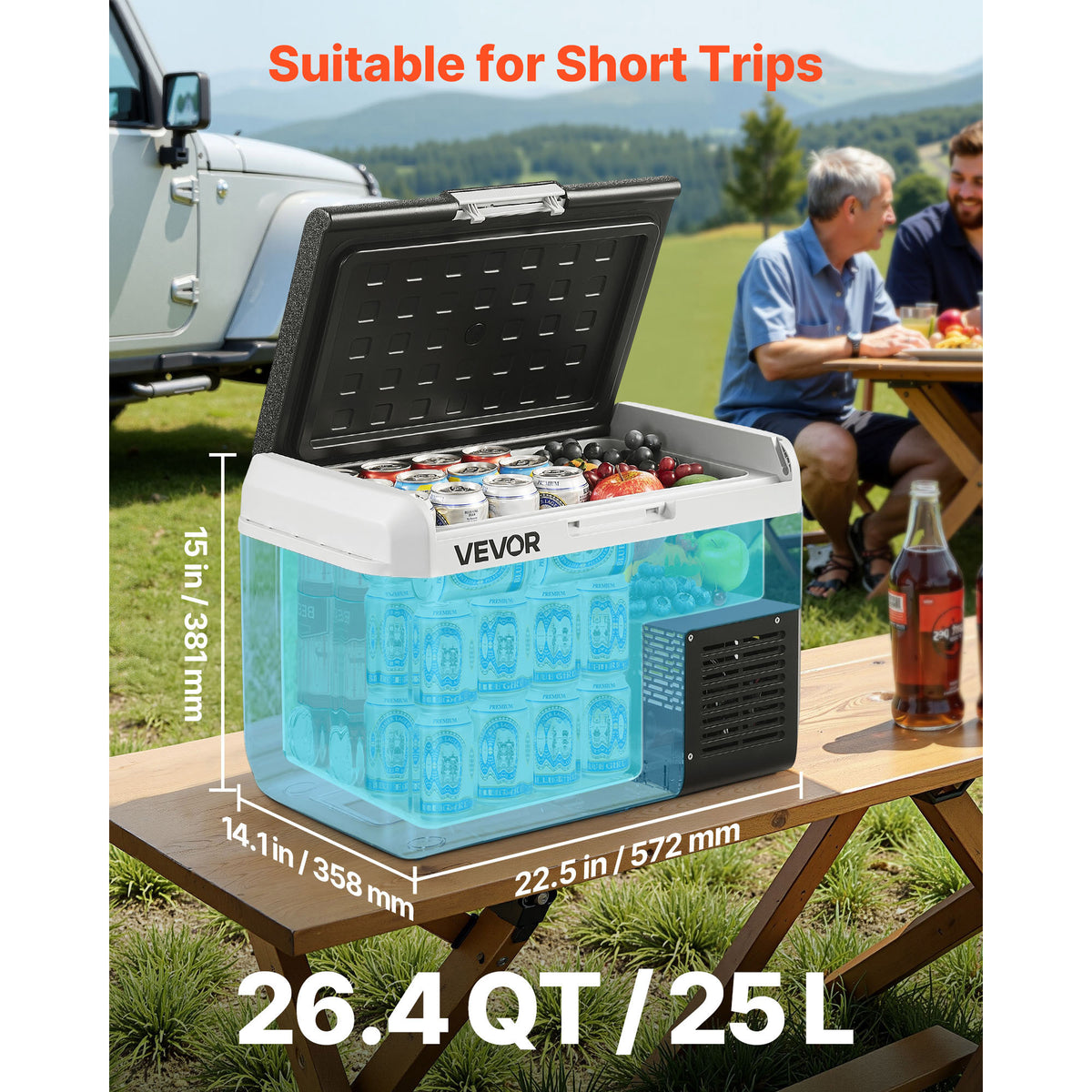 VEVOR 12 Volt Car Refrigerator Portable Freezer 31.7QT Electric Cooler for Camping 25L\u002F30L\u002F40L\u002F50L