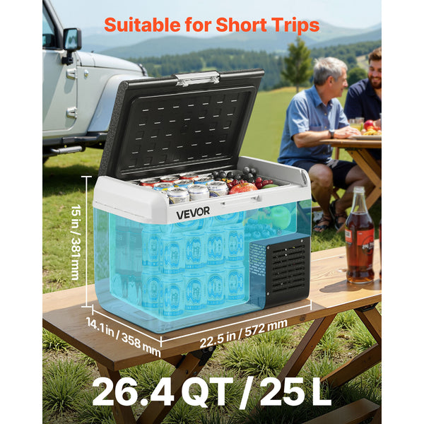 VEVOR 12 Volt Car Refrigerator Portable Freezer 31.7QT Electric Cooler for Camping 25L\u002F30L\u002F40L\u002F50L