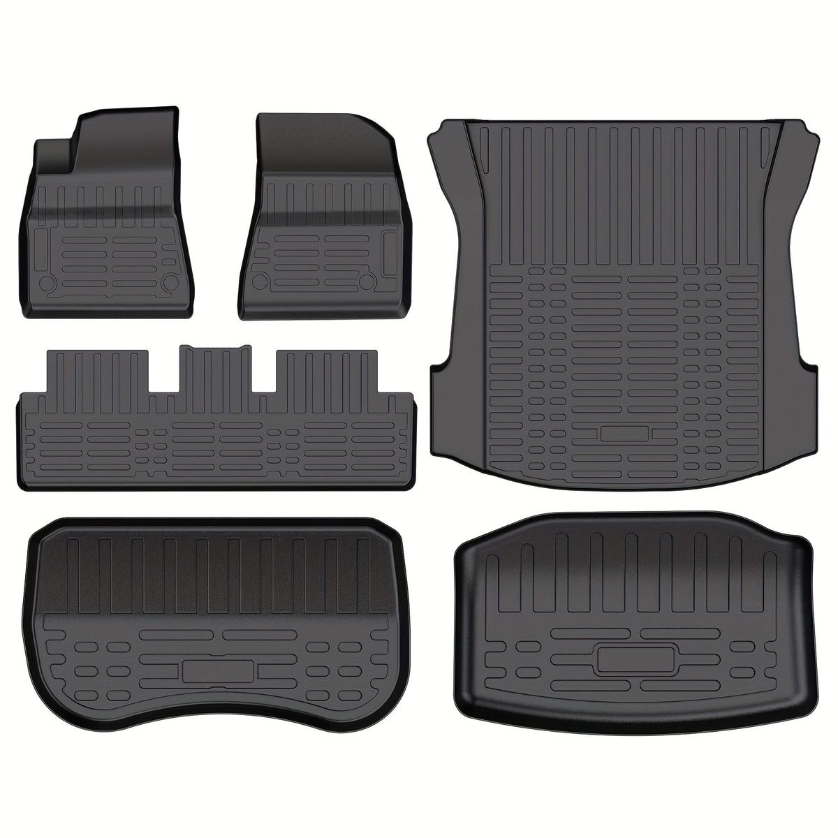 5D Car Mat (6pcs Set), Material: TPE, Including: Floor Mats+front Compartment+rear Compartment+trunk Mat, Model: for Tesla Model 3 2021-2024