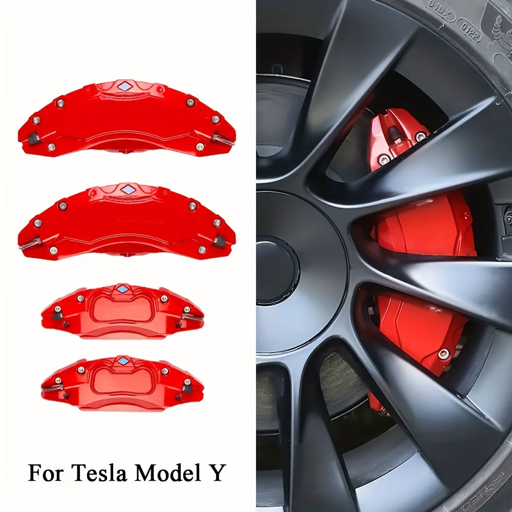 Brake Caliper Covers for Tesla for Model Y 2020 2021 2022 2023 2024 Accessories Aluminum Alloy Cars Front And Rear Red Set Of 4