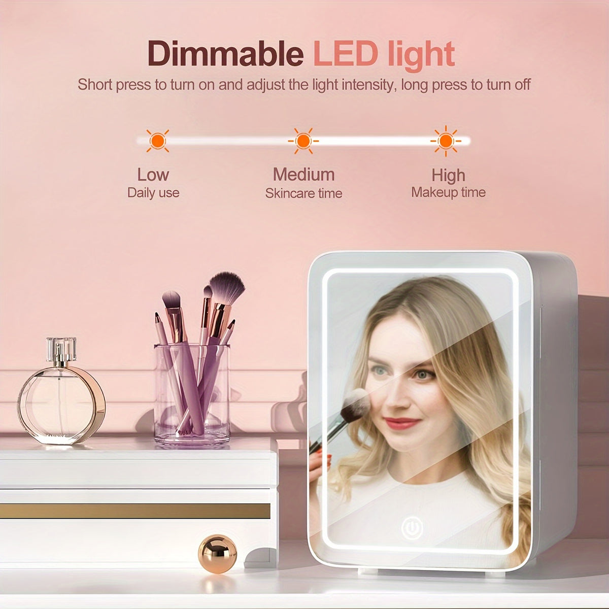 Mini Skincare Fridge 4 Liter\u002F6 Cans, Portable Cosmetic Fridges with Makeup Mirror, Cooler & Warmer, AC & DC, Semiconductor Refrigerator for Bedroom, Car, Office, Outdoor