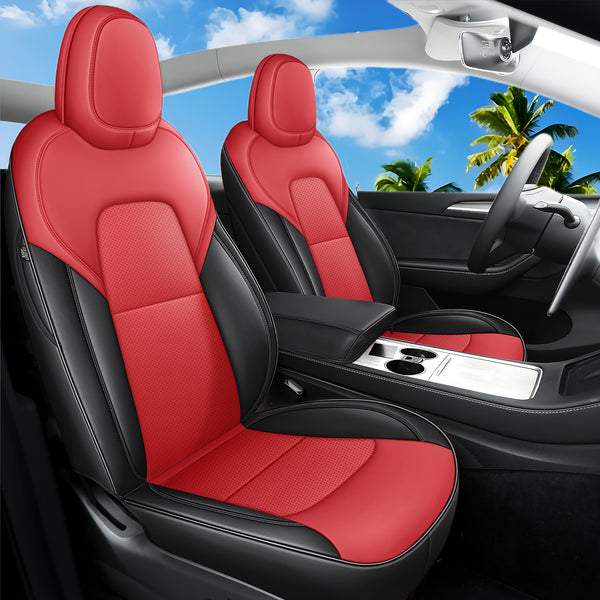 Menifomory Breathable Luxury Seat Covers For Car Covers Fit Tesla Model Y Nappa Synthetic Leather Car Seat Covers For Tesla Model Y 2020-2024\u002F2025