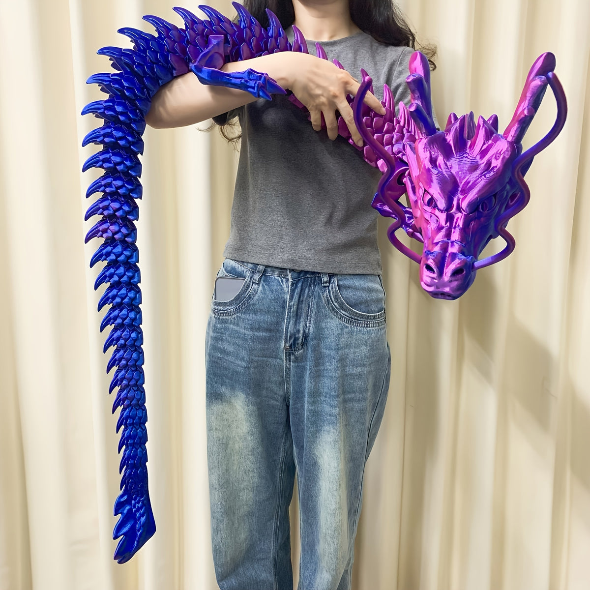 Extra Large 188cm\u002F74inch Chinese Dragon Car Decoration- Movable Dashboard Hanging Ornament Not for Electric Car Interior Decoration Suitable for Wealth Attraction Spring Festival HalloweeChristmas