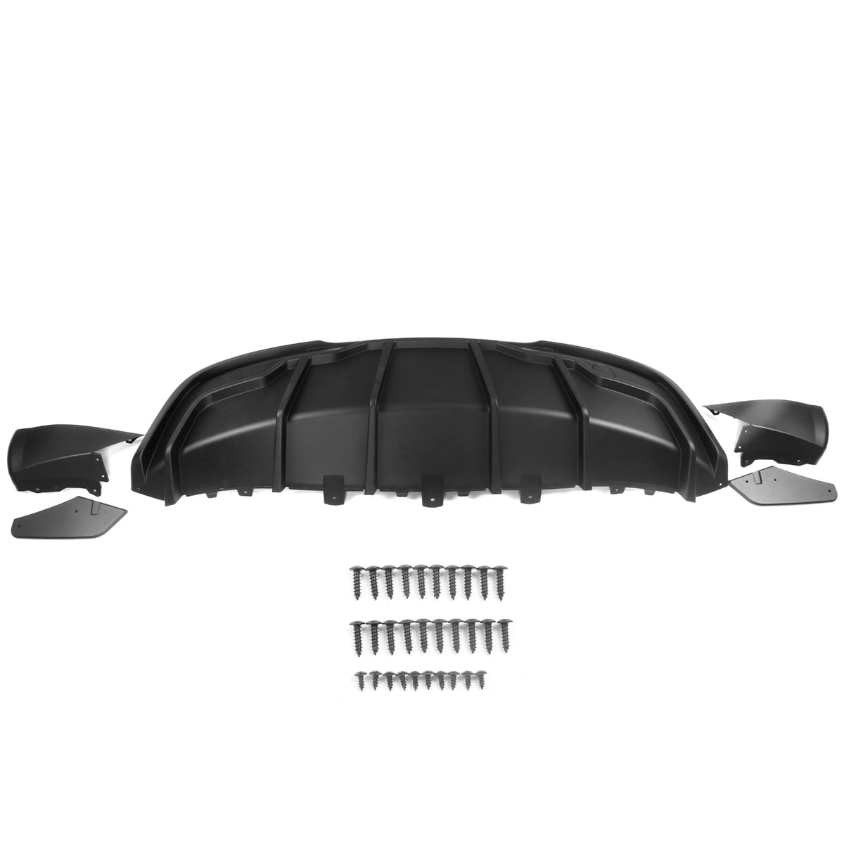 Rear Diffuser For Tesla For Model Y All Models 2020-2024, Matte Black IKON Style PP Rear Bumper Lip Shark Fin Splitter Replacement 3PC, 2021