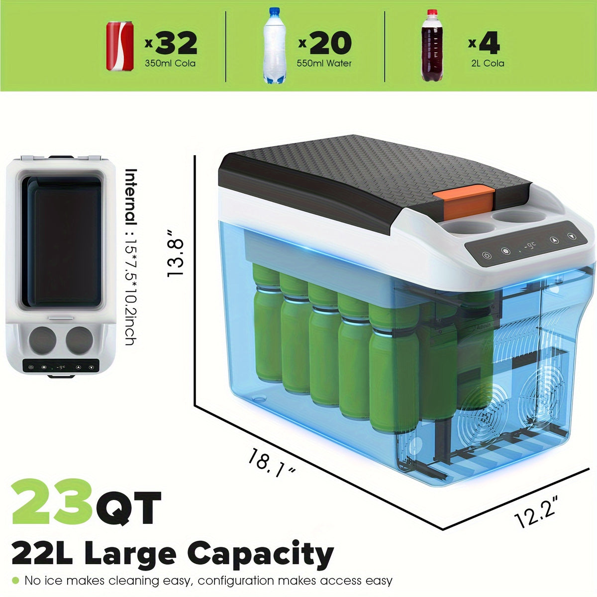 ADVWIN 12V Car Refrigerator Cooler\u002FWarmer 23 Quart(5.75gal) Portable Electric Car Cooler With 12\u002F24 Volt DC &120V AC, Plug In Thermoelectric Fridge For Camping, RV, Fishing