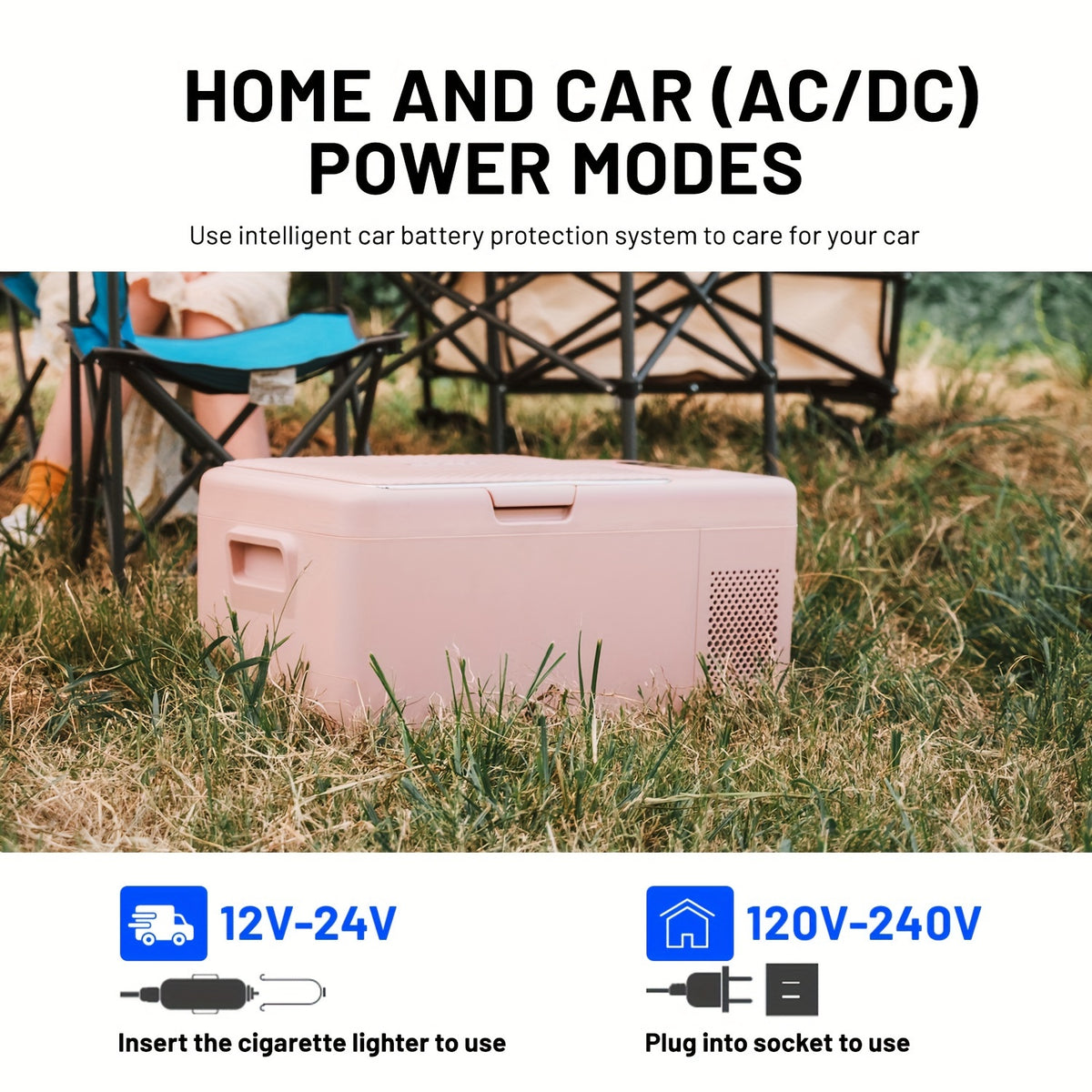 Alpicool S15 Portable Freezer, 12 Volt Refrigerator, 18 Quart (16.8 Liter) Fast Cooling 12V Car Fridge, Pink Car Cooler, 12\u002F24V DC and 100-240V AC for Outdoor, Camping, RV, Truck, Boat