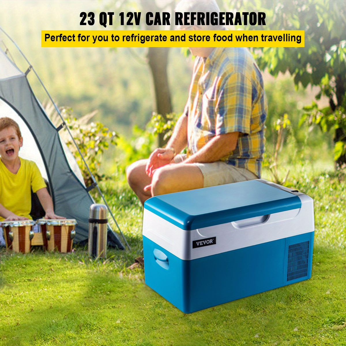 VEVOR 23Qt Portable Car Refrigerator - Compact, 12V Mini Freezer for Vehicle Trunks & Camping
