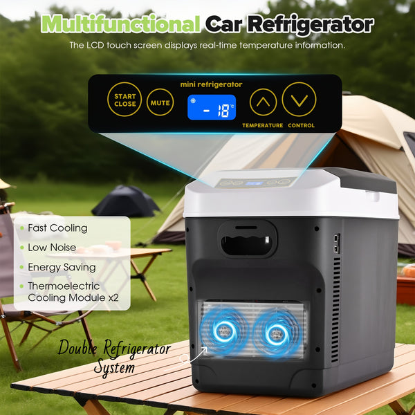 ADVWIN 12V Car Refrigerator Cooler\u002FWarmer 23 Quart(5.75gal) Portable Electric Car Cooler With 12\u002F24 Volt DC &120V AC, Plug In Thermoelectric Fridge For Camping, RV, Fishing