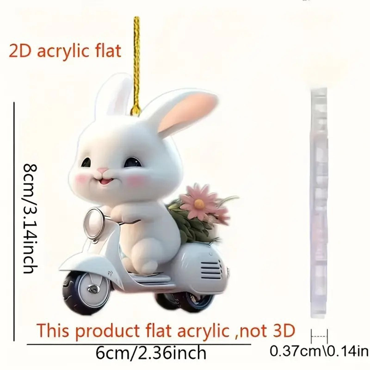 Easter Bunny Hanging Ornaments Cute Rabbit Riding An Electric Bike Car Rearview Mirror Charms Interior Decorations