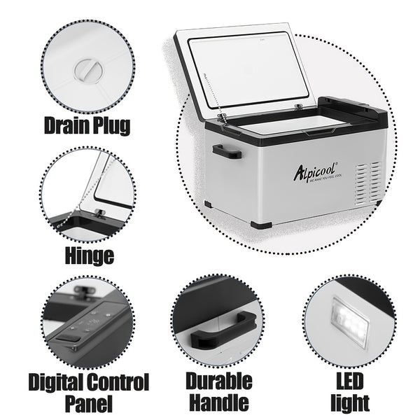 Alpicool C30 Portable Car Freezer, 12 Volt Refrigerator, 32 Quart (30 Liter) Fast Cooling 12V Car Fridge, Car Cooler for RV, Truck, Camping, Outdoor -12\u002F24V DC and 100-240V AC
