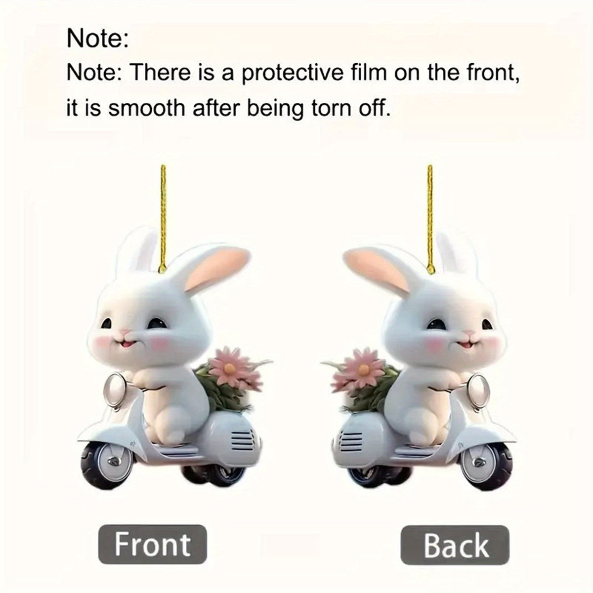 Easter Bunny Hanging Ornaments Cute Rabbit Riding An Electric Bike Car Rearview Mirror Charms Interior Decorations