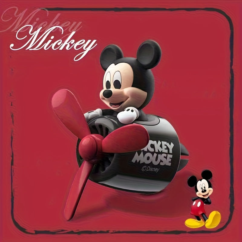 Disney Car Air Freshener Disney Mickey & Minnie Mouse Car Air Freshener 1pc - Odorless Ventilation, Rotating Propellers, Paper-Based Scented Decor, Vibrant Red Plane Design - Perfect Gift for Christmas, Halloween, Birthdays
