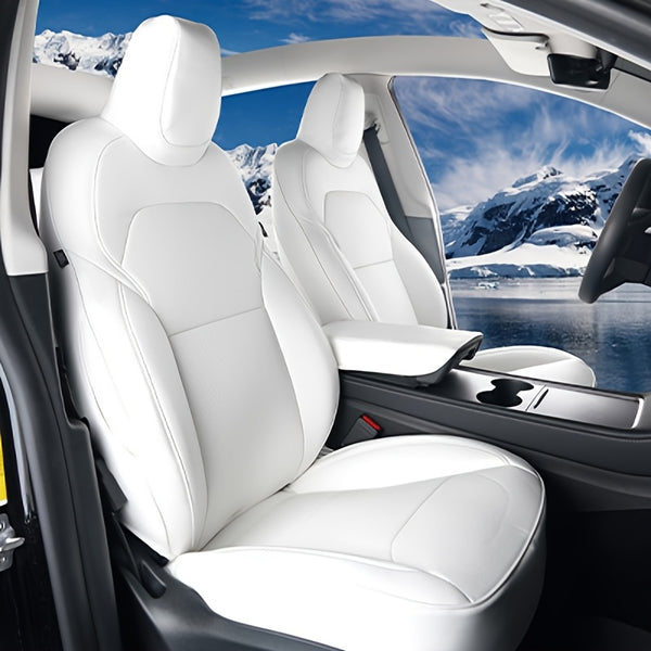 Menifomory Breathable Luxury Seat Covers For Car Covers Fit Tesla Model Y Nappa Synthetic Leather Car Seat Covers For Tesla Model Y 2020-2024\u002F2025