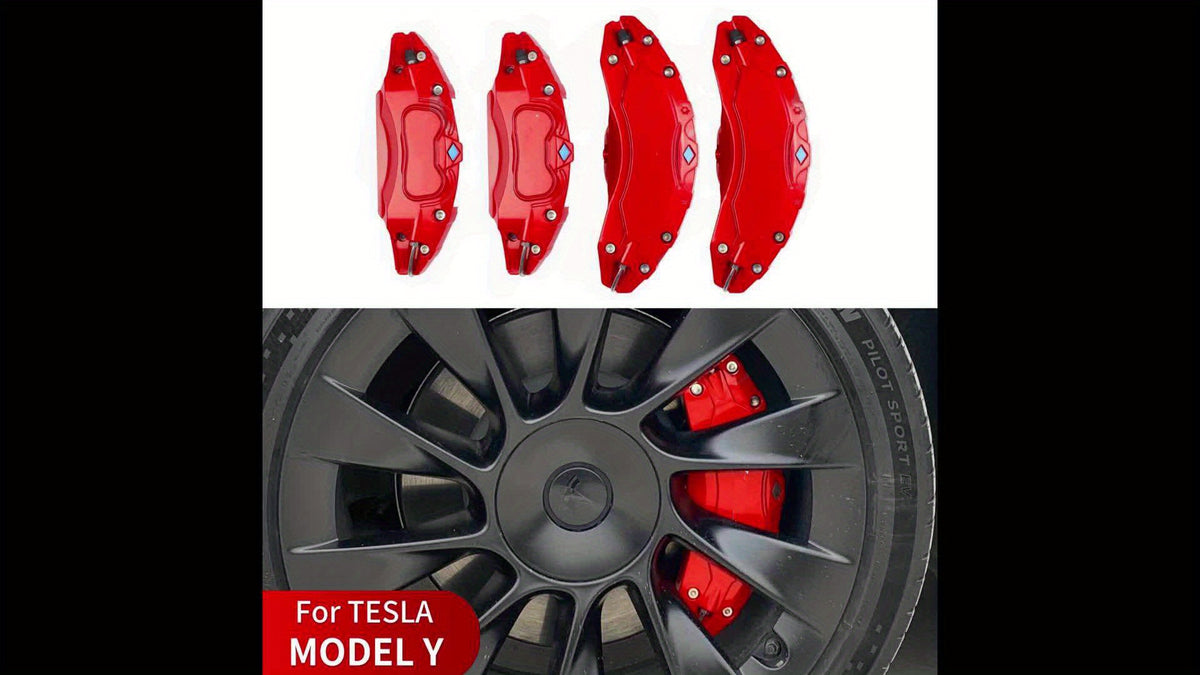 Brake Caliper Covers for Tesla for Model Y 2020 2021 2022 2023 2024 Accessories Aluminum Alloy Cars Front And Rear Red Set Of 4