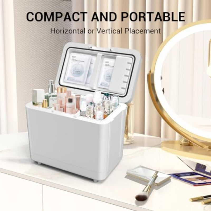 Compact Mini Fridge with 1.59gal\u002F8 Can Capacity - Portable Cooler and Warmer, 110V AC\u002F12V DC, Semiconductor Technology, for Bedroom, Office, Dorm, Car