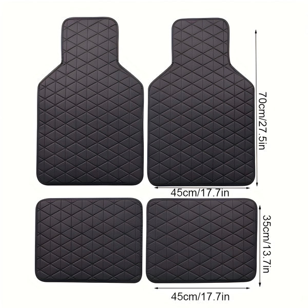 4pcs Luxury Faux Leather Car Floor Mats for Tesla Model 3\u002FY\u002FS\u002FX 2012-2025 - Complete Coverage, Thick Padding, Durable & Easy Clean, Fit, Black with Blue Diamond Pattern, Vehicle Interior Upgrade, Sleek Car Accessory, Easyclean Material