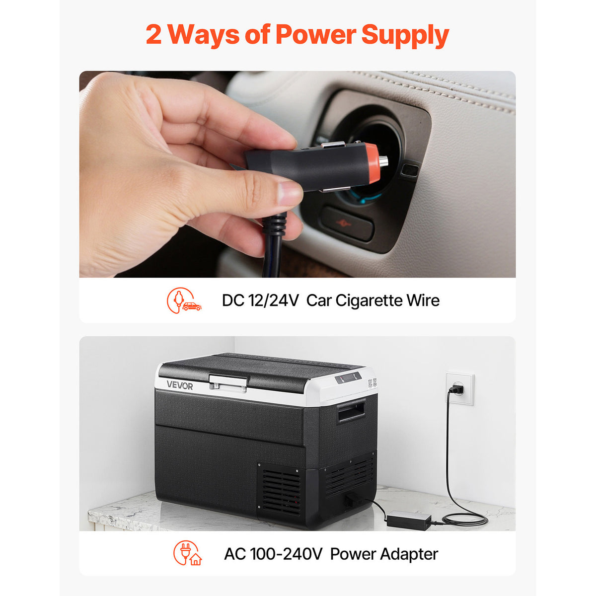 VEVOR 12 Volt Car Refrigerator Portable Freezer 31.7QT Electric Cooler for Camping 25L\u002F30L\u002F40L\u002F50L