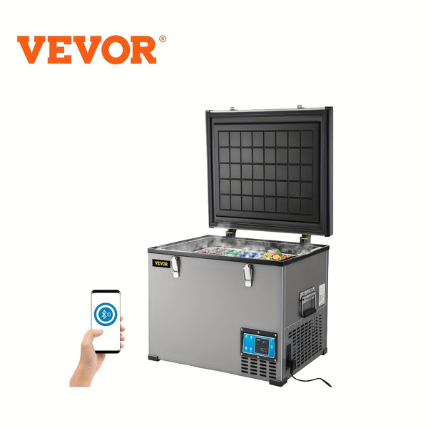 VEVOR 12 Volt Refrigerator 11.89gal(48qt) Fast Cooling Portable Freezer With App Control Car Fridge With 12\u002F24v DC & 110-240v AC For Travel, Camping And Home Use, 48 Quart, Black