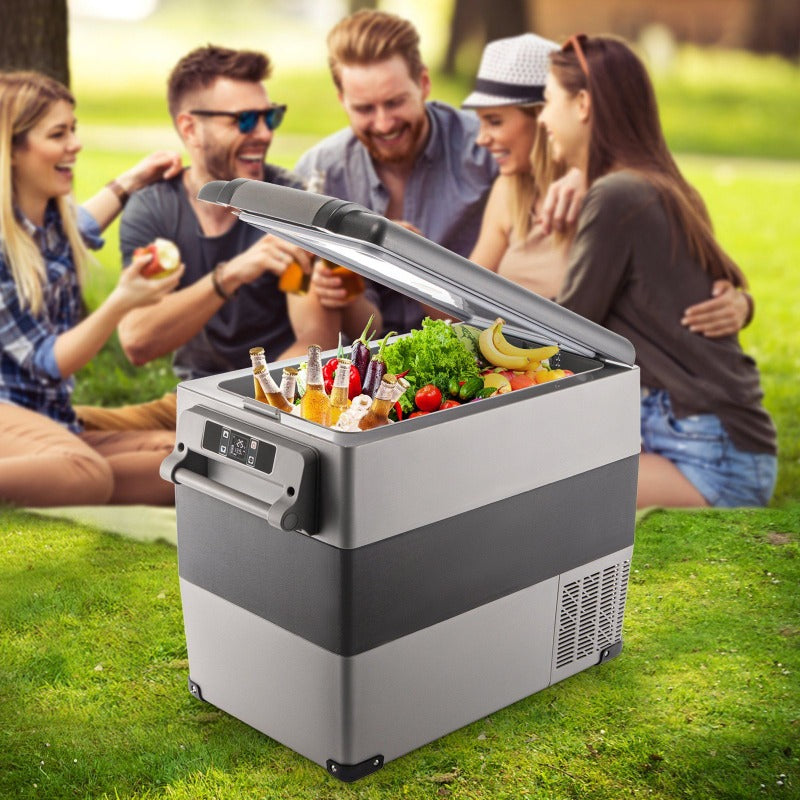 VEVOR 58 Quart 12\u002F24V DC & 110V AC Dual Zone Portable Refrigerator Freezer, 12V Car Fridge with Smart Cooling System, Low Noise & Fast Cooling, Control for RV, Camping, Home, Boat, Off-Grid Use (Compatible with 2A\u002F1.44A