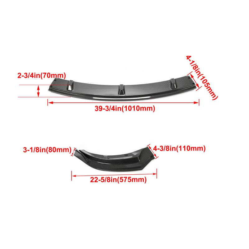 For Tesla Model 3 1723 Front Bumper Lip Kit Chin Spoiler Carbon Fiber Style
