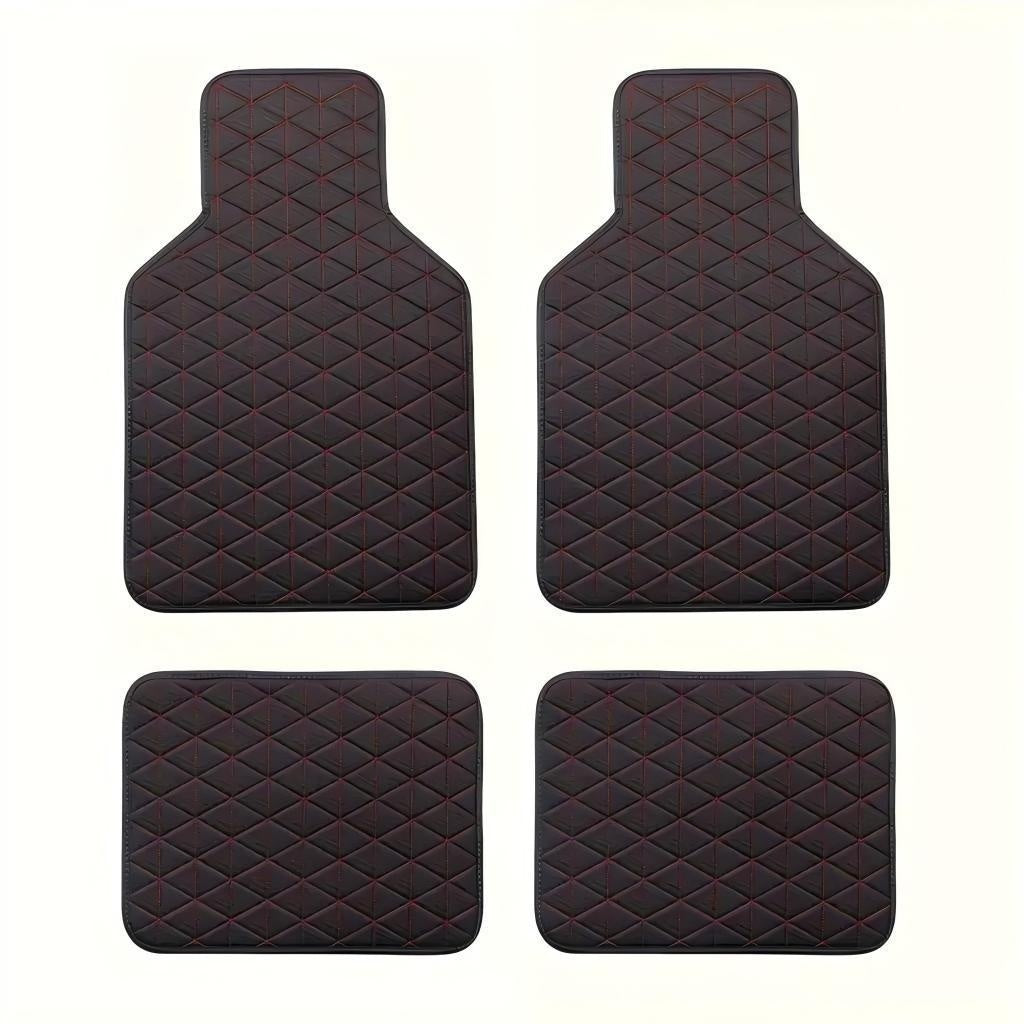 4pcs Luxury Faux Leather Car Floor Mats for Tesla Model 3\u002FY\u002FS\u002FX 2012-2025 - Complete Coverage, Thick Padding, Durable & Easy Clean, Fit, Black with Blue Diamond Pattern, Vehicle Interior Upgrade, Sleek Car Accessory, Easyclean Material