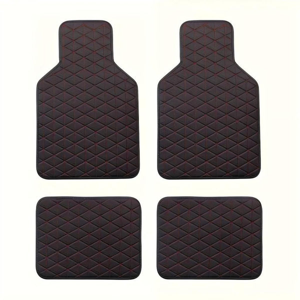 4pcs Luxury Faux Leather Car Floor Mats for Tesla Model 3\u002FY\u002FS\u002FX 2012-2025 - Complete Coverage, Thick Padding, Durable & Easy Clean, Fit, Black with Blue Diamond Pattern, Vehicle Interior Upgrade, Sleek Car Accessory, Easyclean Material